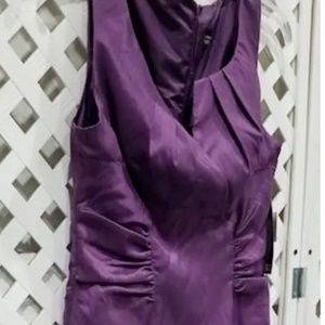 NWT Adrianna Papell Women's Sz 10 Purple Plum Side-ruching Floral Texture Dress